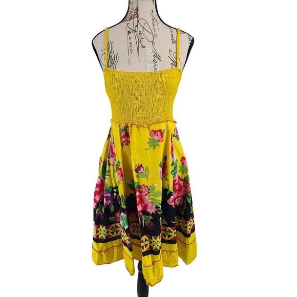 Magic women's Dopamine sundress yellow floral Size xl Funky beachy Summer picnic - Picture 3 of 10